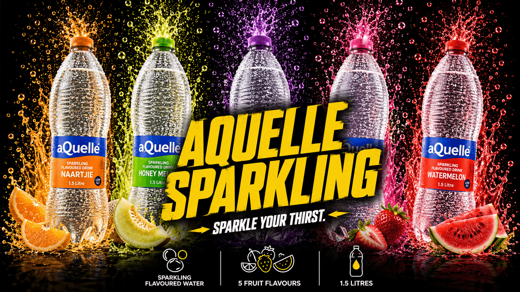 aQuellé Sparkling Flavoured Water 1.5L